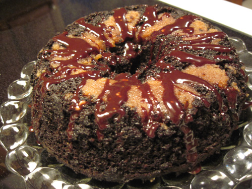 vegan chocolate peanut butter coffee bundt cake